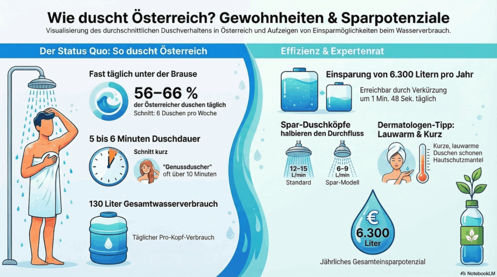 Richtig Duschen / Infografik erstellte mit NotebookLM